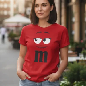Camiseta Vermelha M&m ( Ad. Baby Look ) Mod. 3 mlca