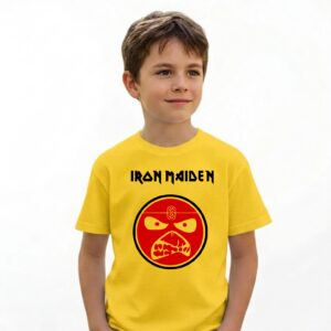1-1 Camiseta Amarela Iron Maiden Banda De Rock Infantil mlc