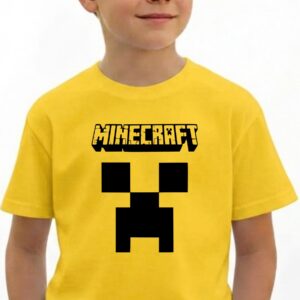 1 Camiseta Amarela Minecraft Jogo Mojang ( Infantil ) mlca