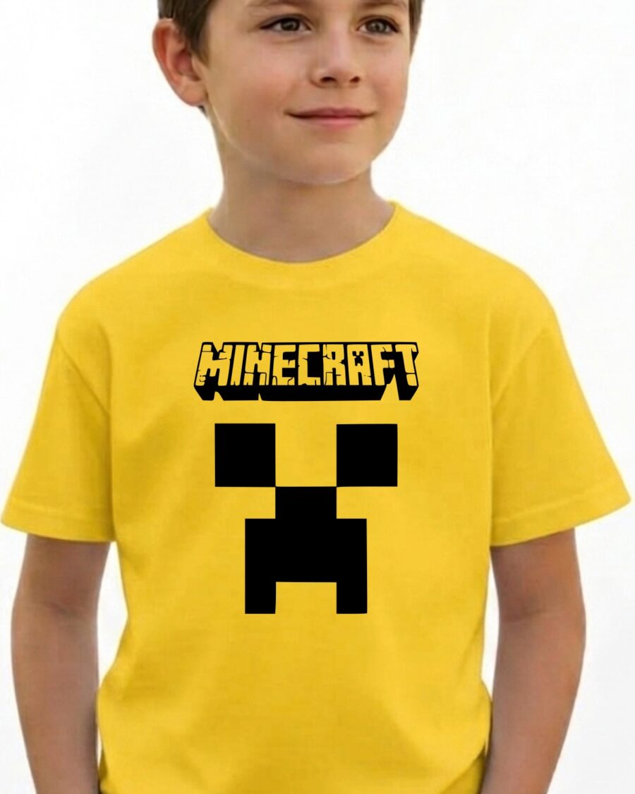 Camiseta Amarela Minecraft Jogo Mojang ( Infantil ) mlca