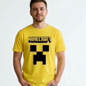 1 Camiseta Amarela Manga Curta Adulto Unissex Verde Minecraft mlr