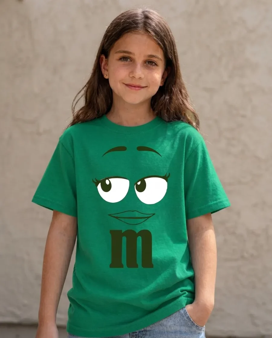 Camiseta Verde Ss Infantil M&m Mod 3 mlr