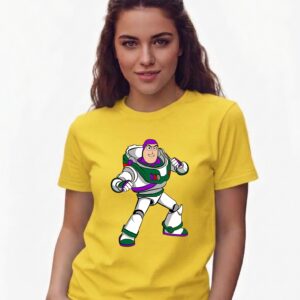 1 Camiseta Amarela Manga Curta Baby Look Rosa Buzz Lightyear Toy Story mlr