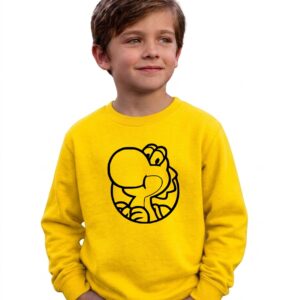 1 Moletom Amarelo Flanelado Algodão Verde Infantil Yoshi Super Mario mlc
