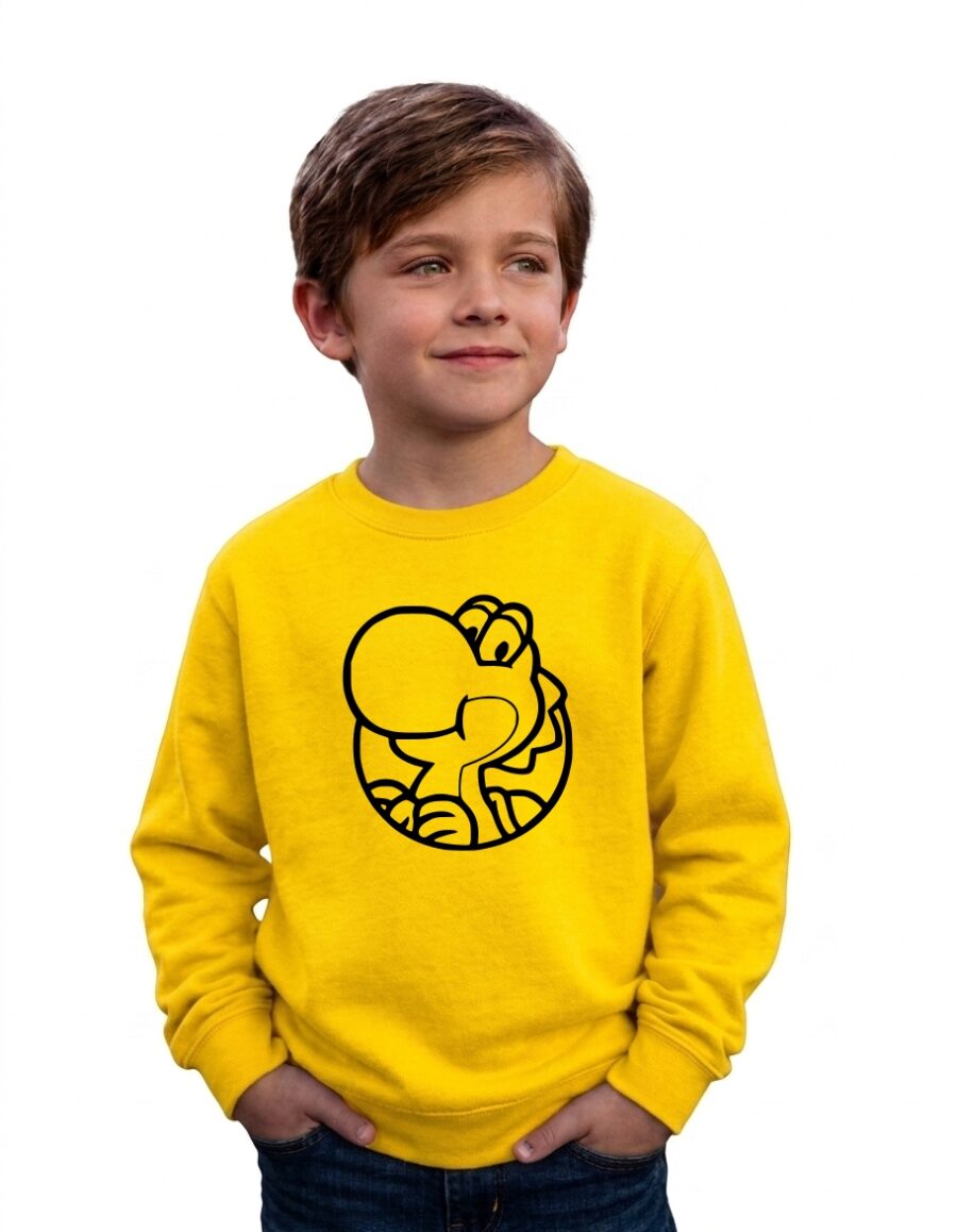 Moletom Amarelo Flanelado Algodão Verde Infantil Yoshi Super Mario mlc