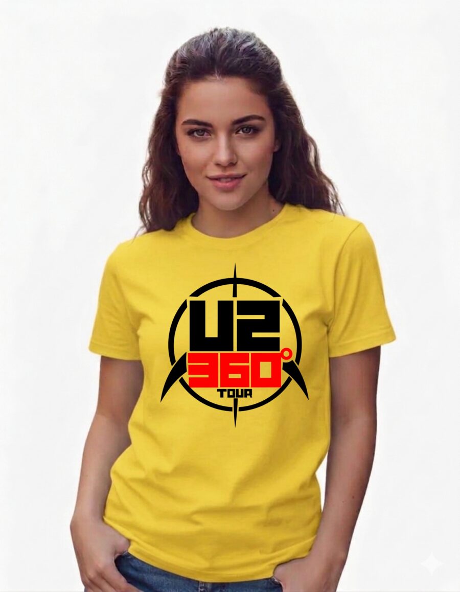 Camiseta Amarela Banda U2, 360 Tour ( Baby Look ) mlca