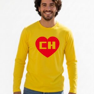 1 Camiseta Amarela Manga Comprida Adulto Unissex Vermelho Chapolin mlc