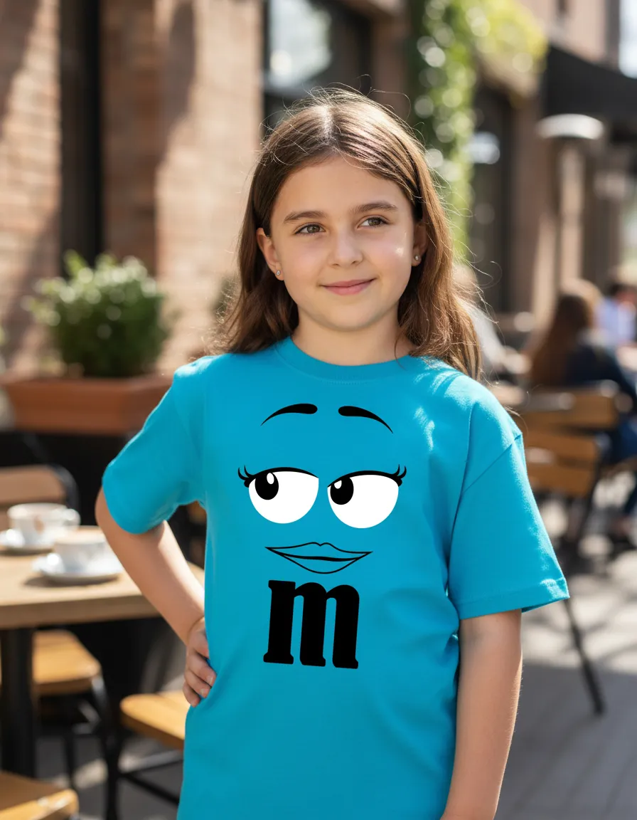 Camiseta Azul Turquesa M&m Infantil Mod. 3