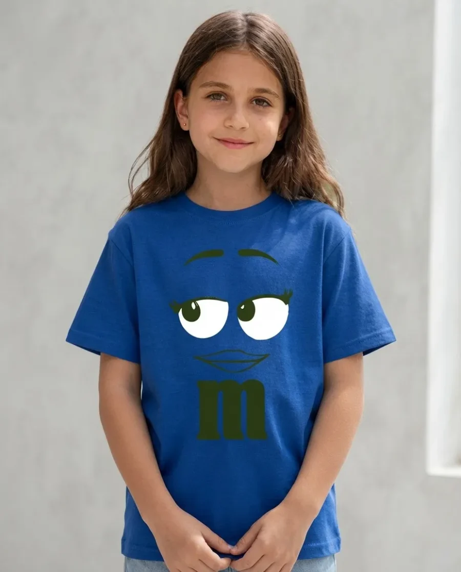 Camiseta Azul Ss Infantil M&m Mod 3 mlc