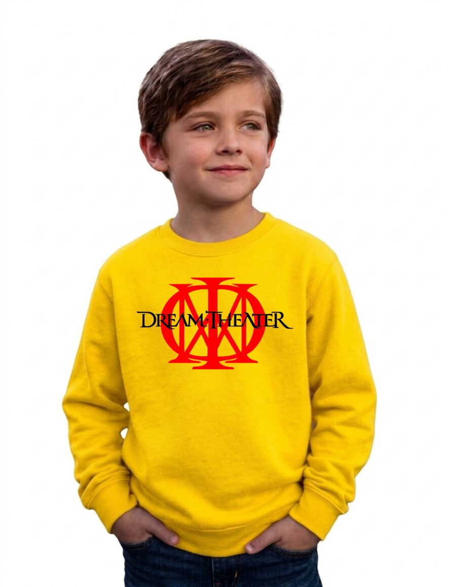 Moletom Amarelo Flanelado Algodão Preto Infantil Dream Theater mlr