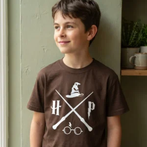 1 Camiseta Marrom Harry Potter Infantil Unissex T-shirt