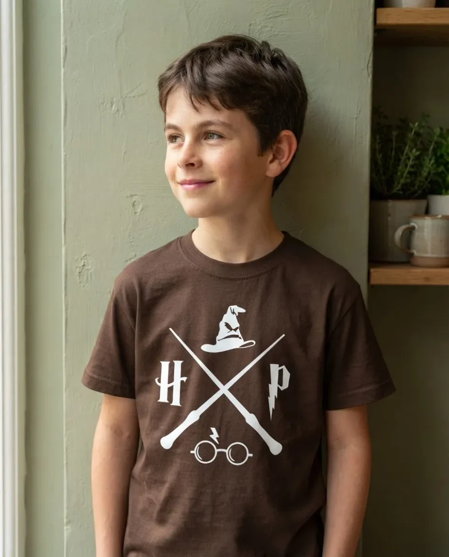 Camiseta Marrom Harry Potter Infantil Unissex T-shirt