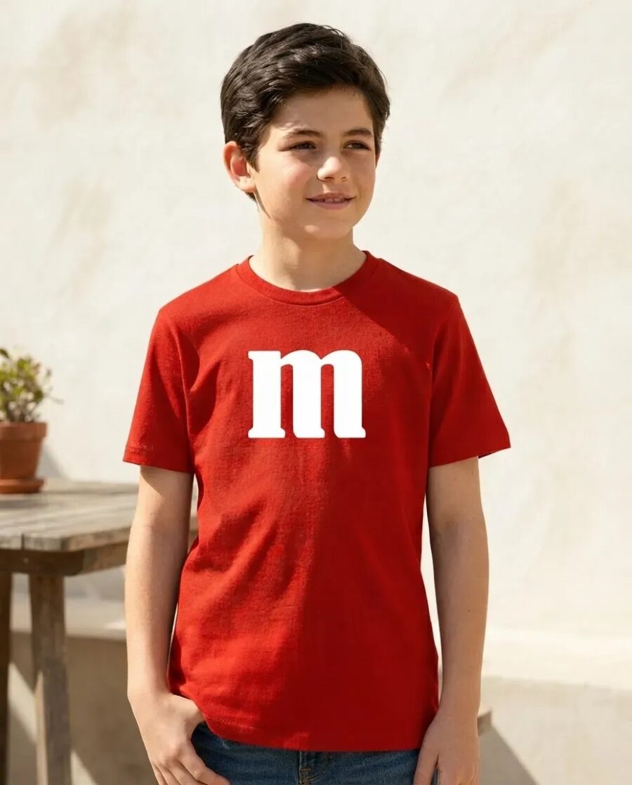 Camiseta Vermelha Unissex Infantil M&m M