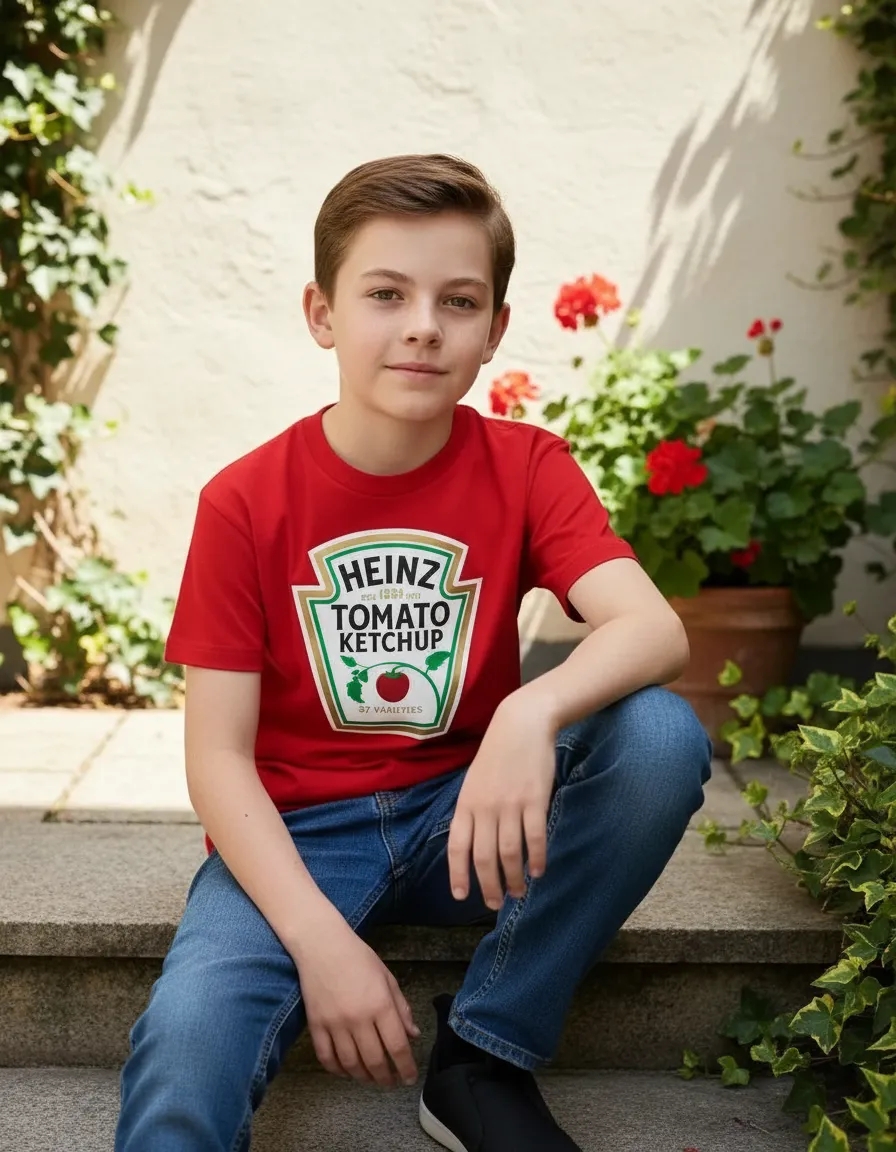 Camiseta Vermelha Infantil Ketchup Heinz