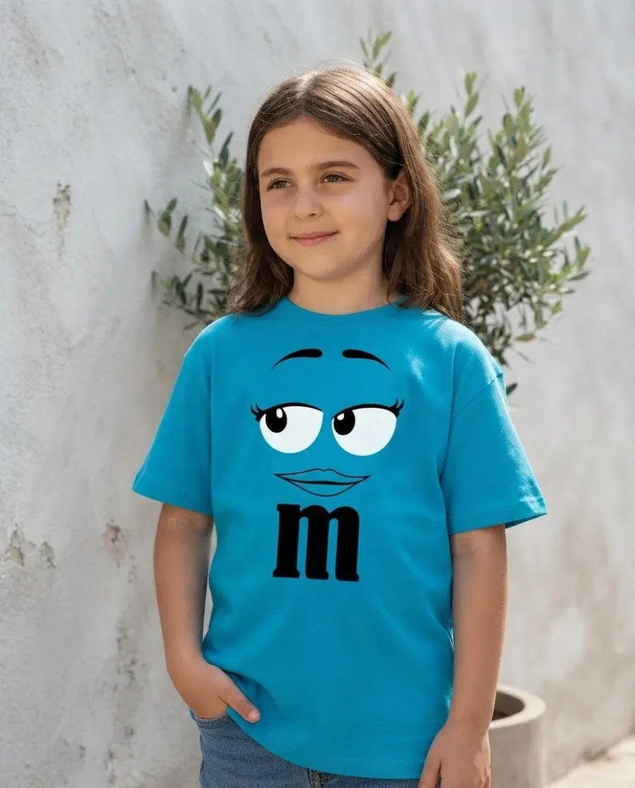 Camiseta Azul Turquesa Ss Infantil M&m Mod 3 mlr