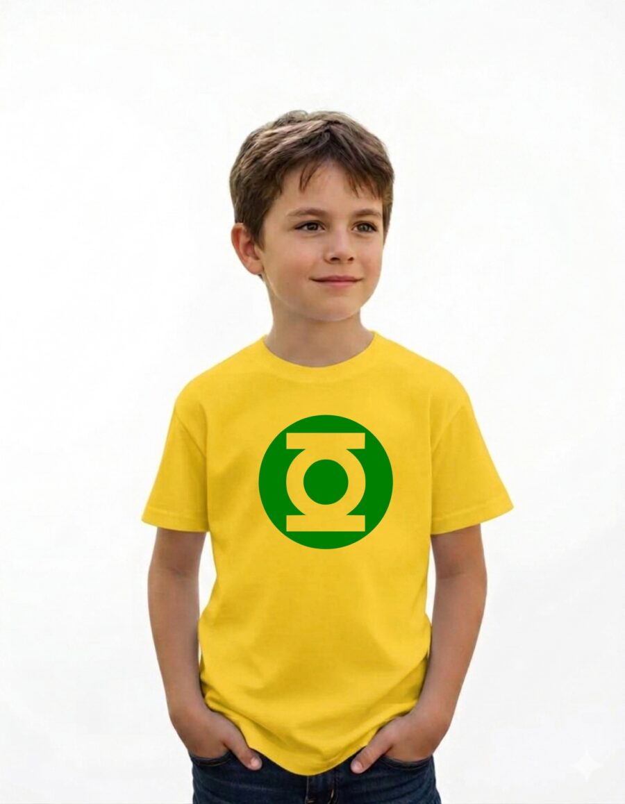 Camiseta Amarela Infantil Unissex Lanterna Green Super Herói mlr