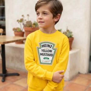 1 Moletom Infantil Amarelo Fantasia Mostarda Heinz Unissex mlc