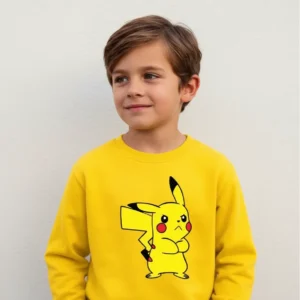 1 Moletom Amarelo Algodão Flanelado Infantil Amarelo Pikachu Silk mlc