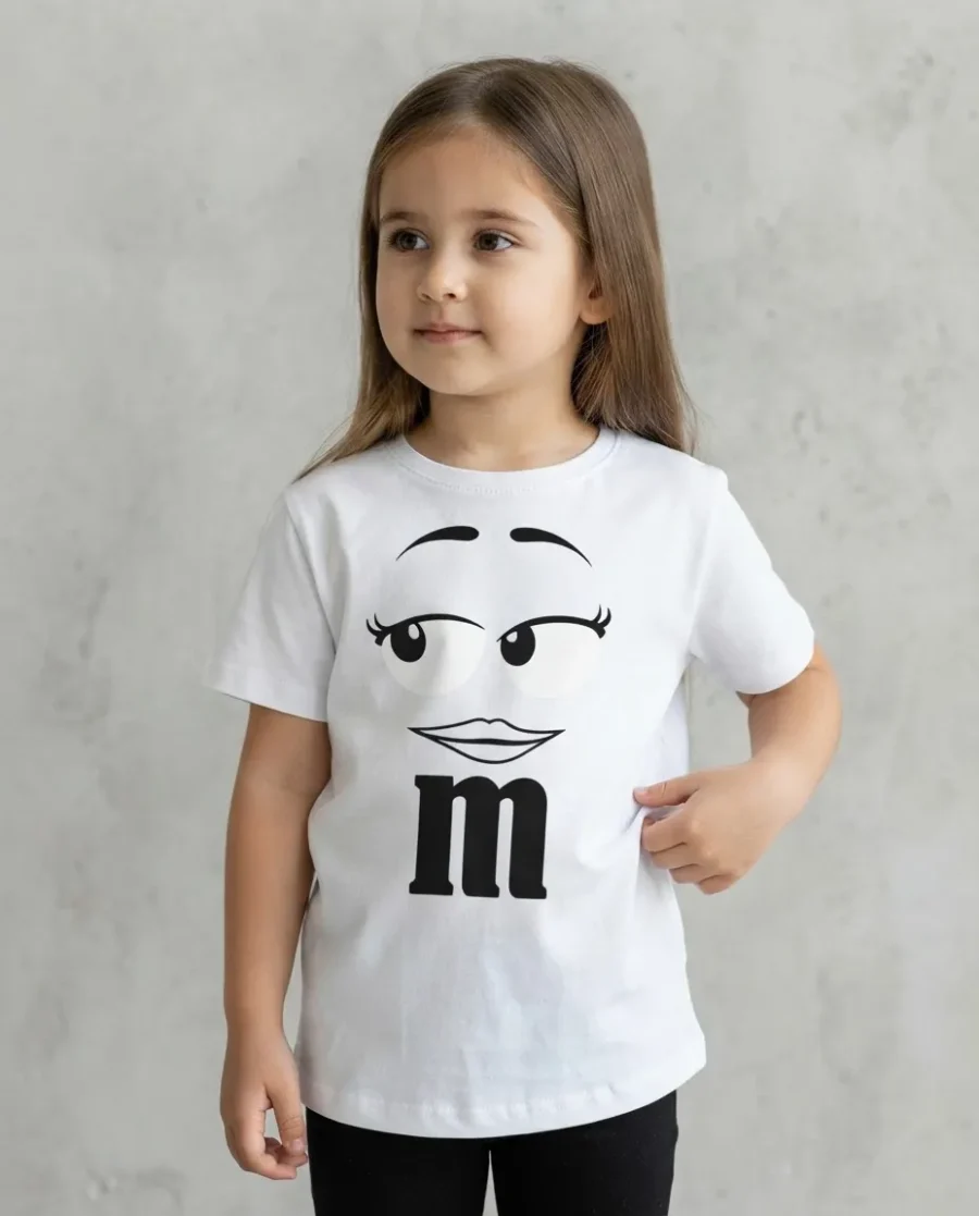 Camiseta Branca Ss Infantil M&m Mod 3 mlc