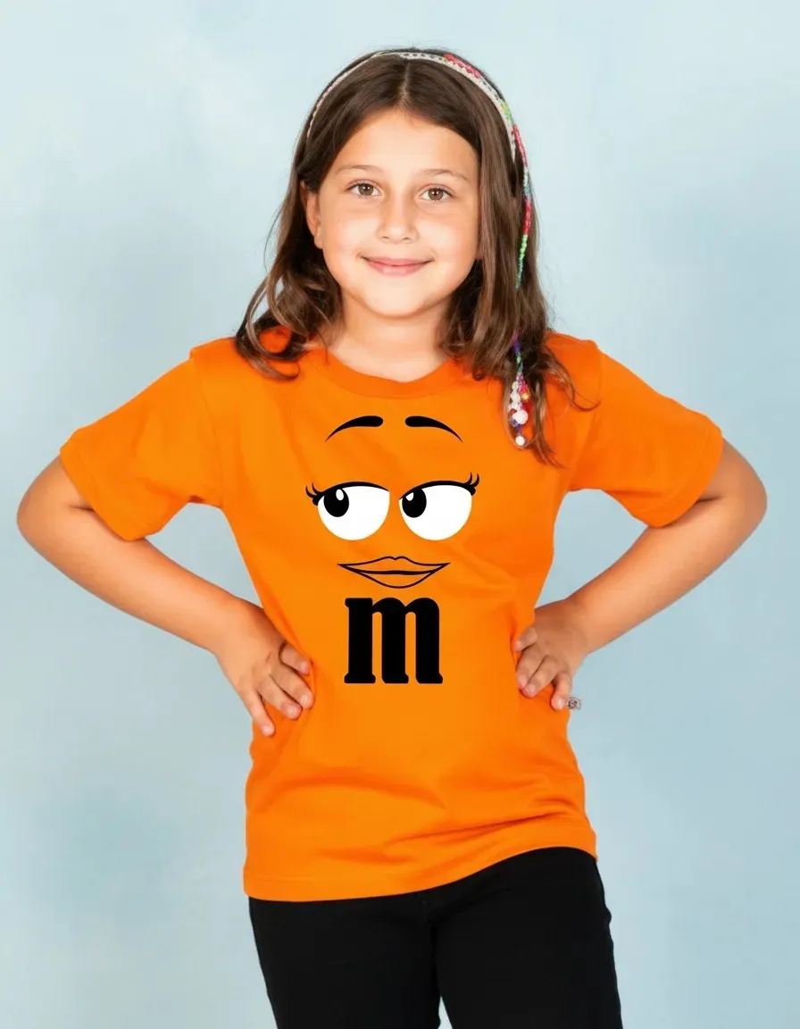 Camiseta Laranja Ss Infantil M&m Mod 3 mlc