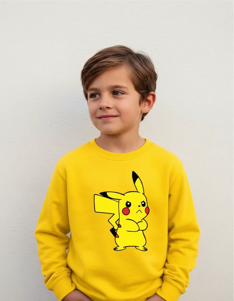 Moletom Amarelo Algodão Flanelado Infantil Amarelo Pikachu Silk mlc