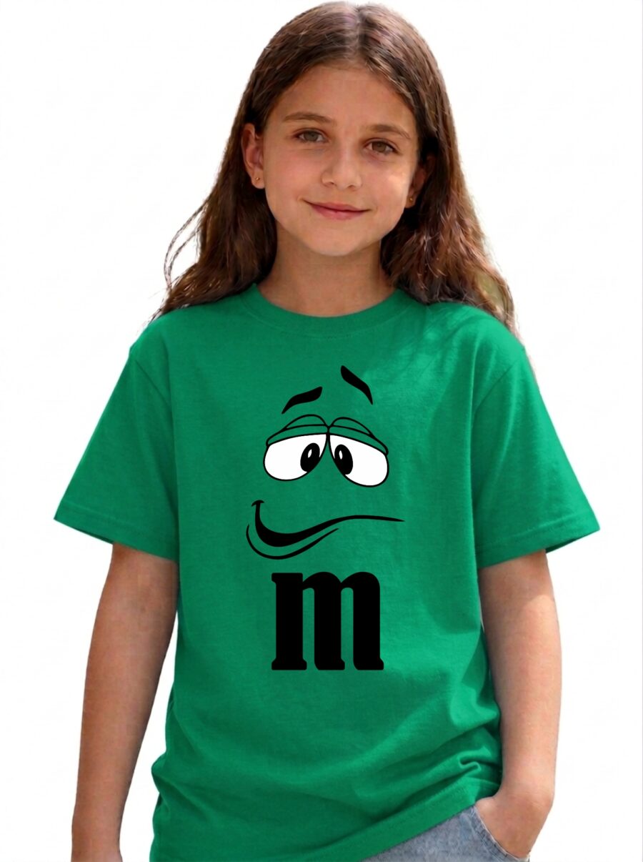 Camiseta Verde Ss Infantil M&m Mod 2 mlc