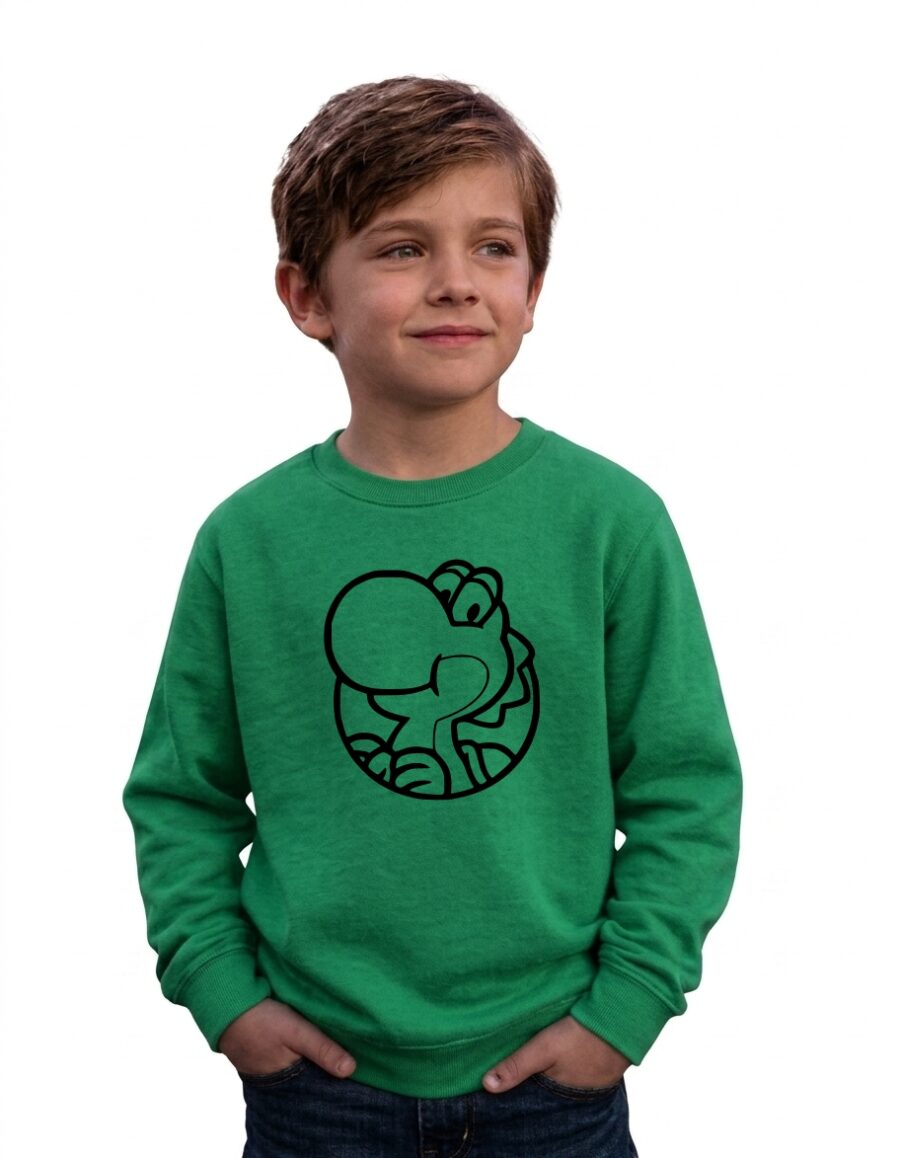 Moletom Verde Flanelado Algodão Verde Infantil Yoshi Super Mario mlc