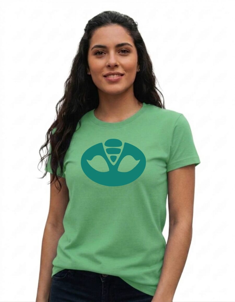 Camiseta Verde Pj Masks Adulto ( Baby Look ) mlc