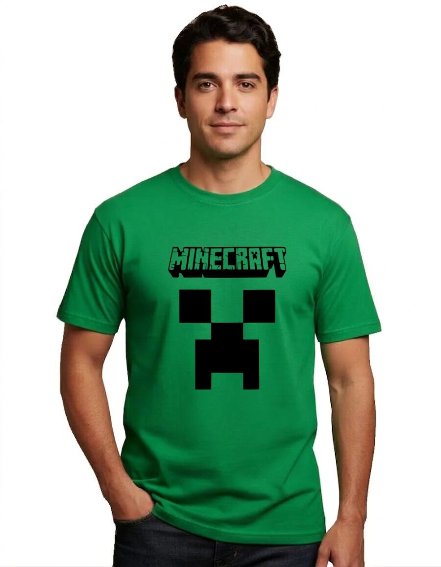 Camiseta Verde Ss Adulto Minecraft mlc