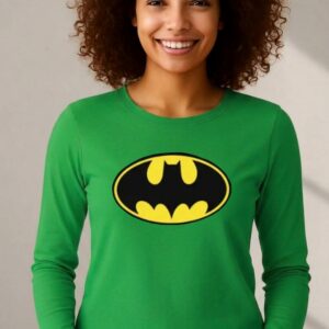 10_batman Camiseta Batman Baby Look Manga Longa ( Verde )