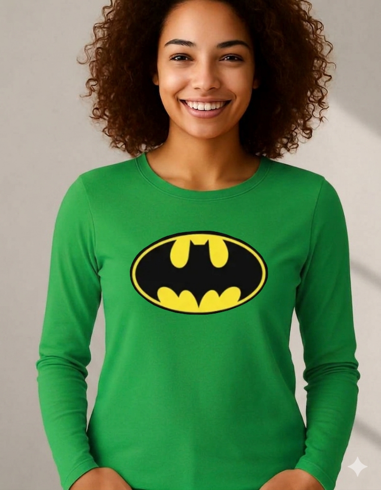 Camiseta Batman Baby Look Manga Longa ( Verde )