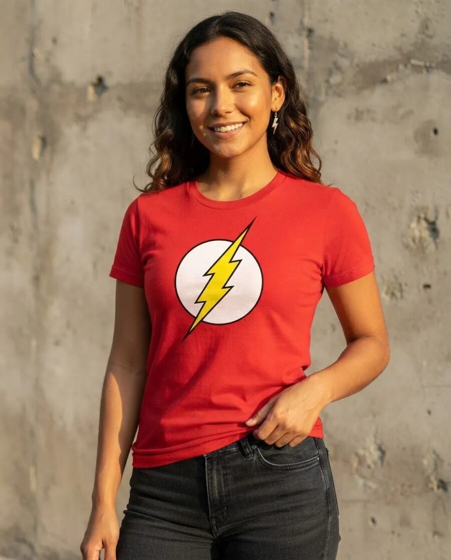 Camiseta Vermelha Baby Look The Flash mlc