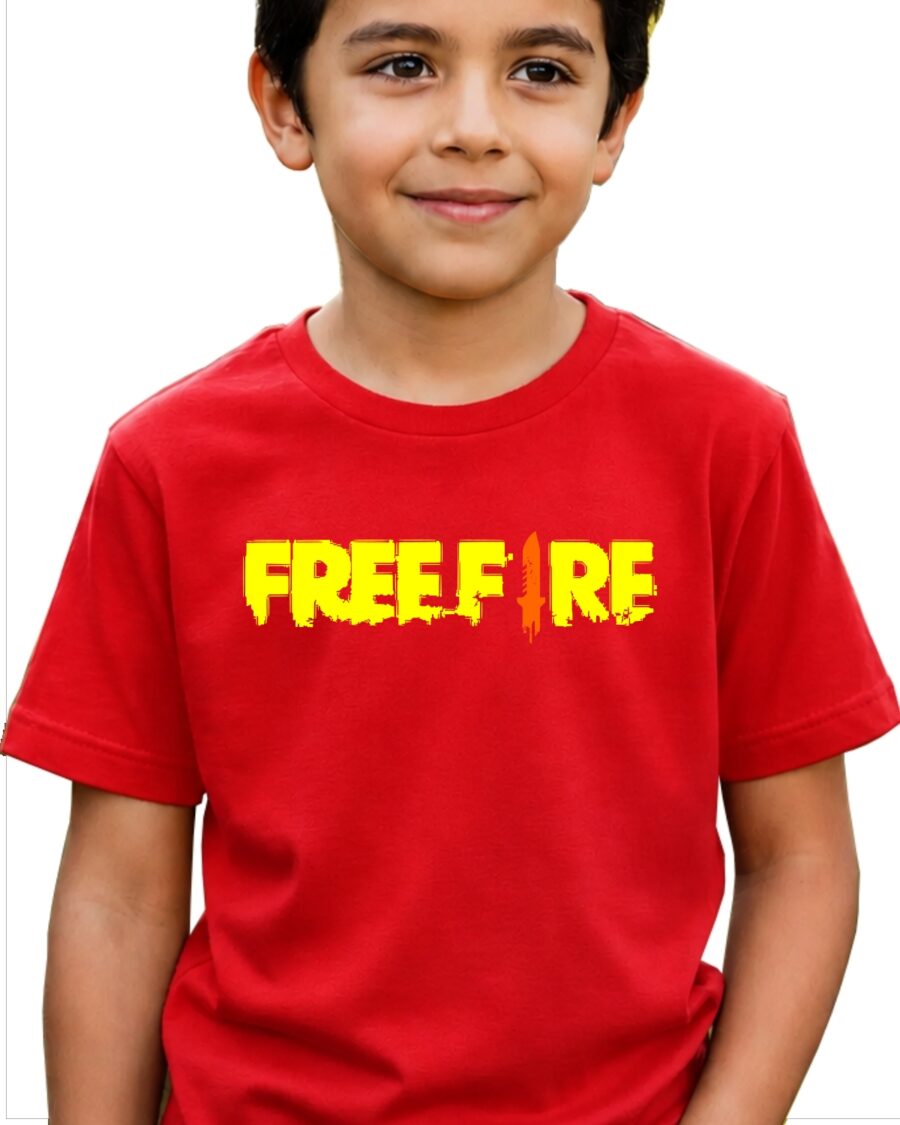 Camiseta Vermelha Garena Free Fire ( Infantil ) mlca