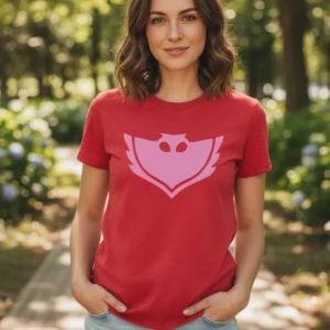11 Camiseta Vermelha Pj Mask, Corujita ( Adulto Baby Look ) mlca