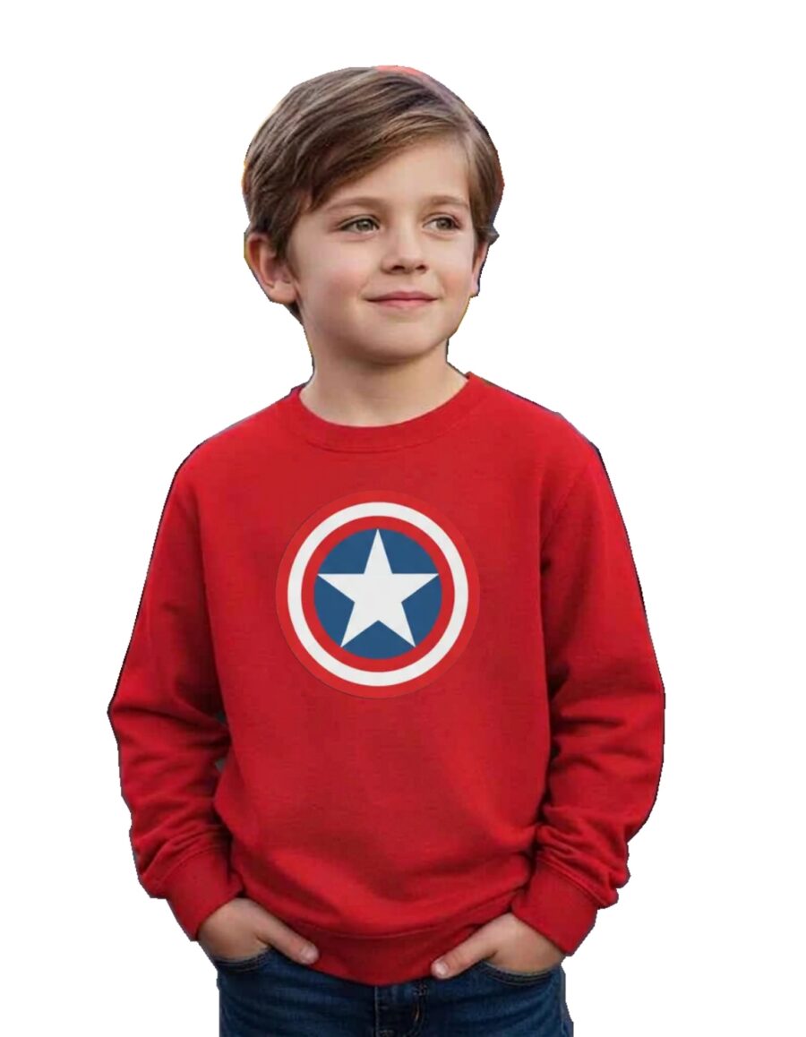 Moletom Vermelho Algodão Flanelado Azul Capitão America Silk Premium mlr