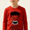 Camiseta Vermelha Manga Comprida Longa Infantil Incrivel Hulk Verde mlr