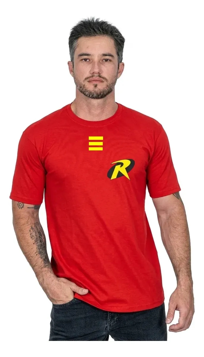Camiseta Vermelha Adulto Manga Curta Robin Tradicional mlca