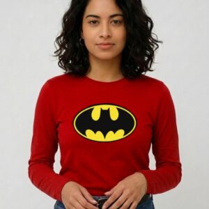 11_batman Camiseta Batman Baby Look Manga Longa ( Vermelha )