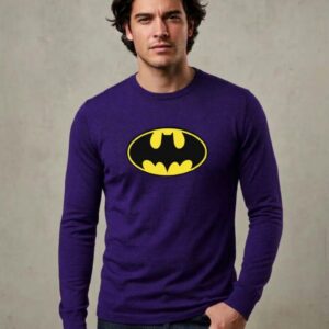 12 Camiseta Roxa Manga Longa Adulto Unissex Batman Logo Clássico mlr