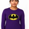 Camiseta Batman Baby Look Manga Longa ( Roxa )