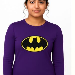 12_batman Camiseta Batman Baby Look Manga Longa ( Roxa )
