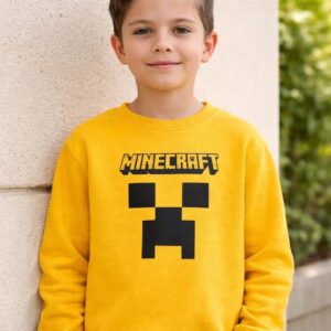 1_minecraft Moletom Minecraft Algodão Flanelado Infantil ( Amarelo )