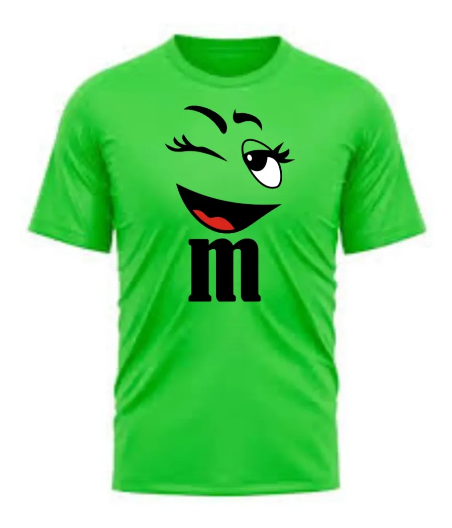 Camiseta Verde M&m's Baby Look Piscando Divertida