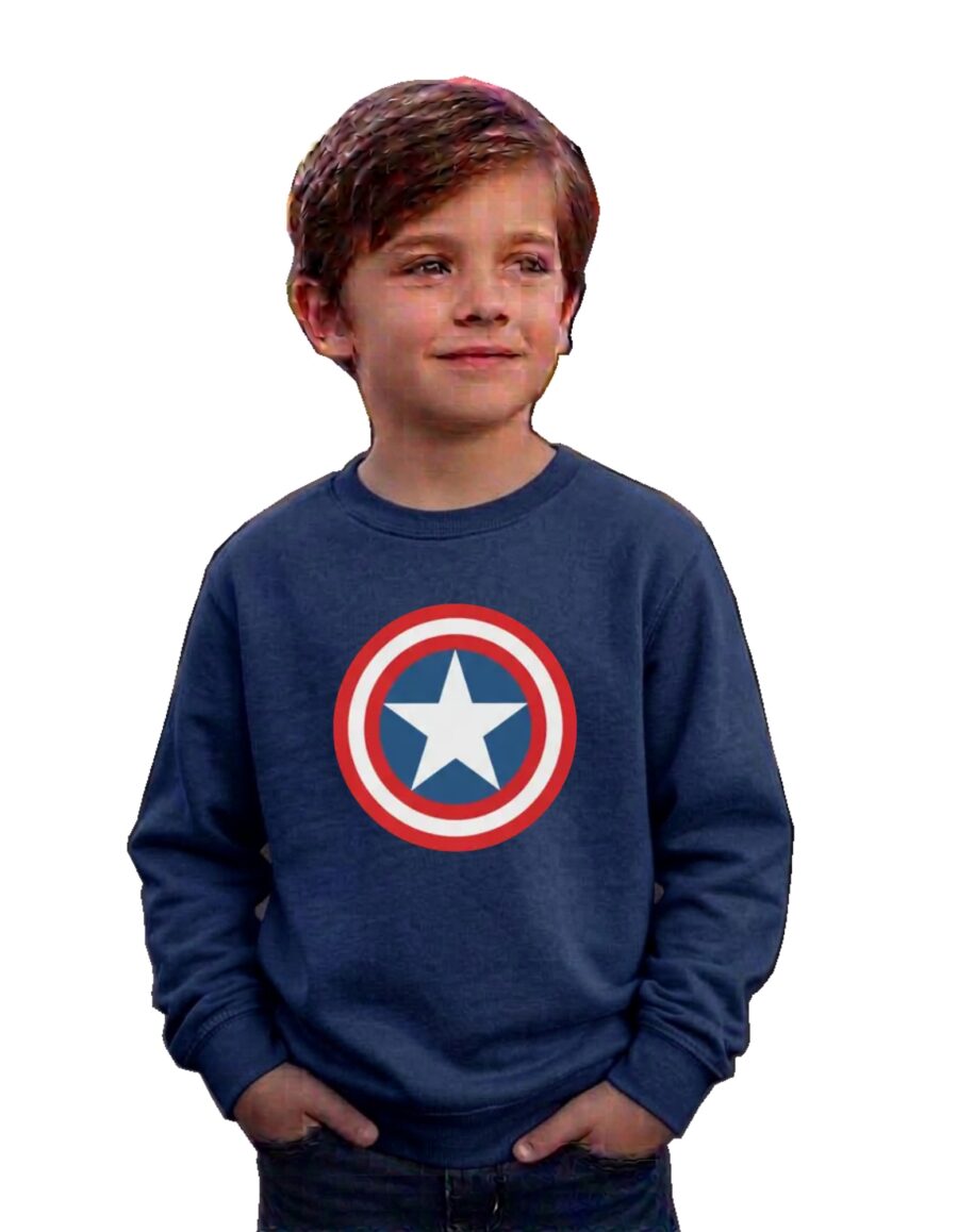 Moletom Azul Algodão Flanelado Azul Capitão America Silk Premium mlr