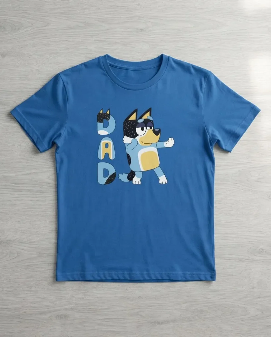 Camiseta Azul Adulto Bluey Pai Bandit