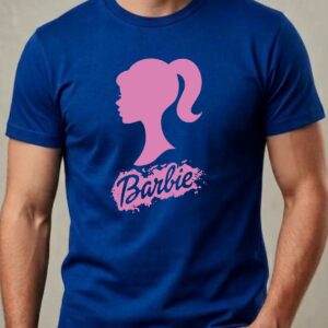 2 Camiseta Azul Manga Curta Adulto Unissex Rosa Barbie mlc
