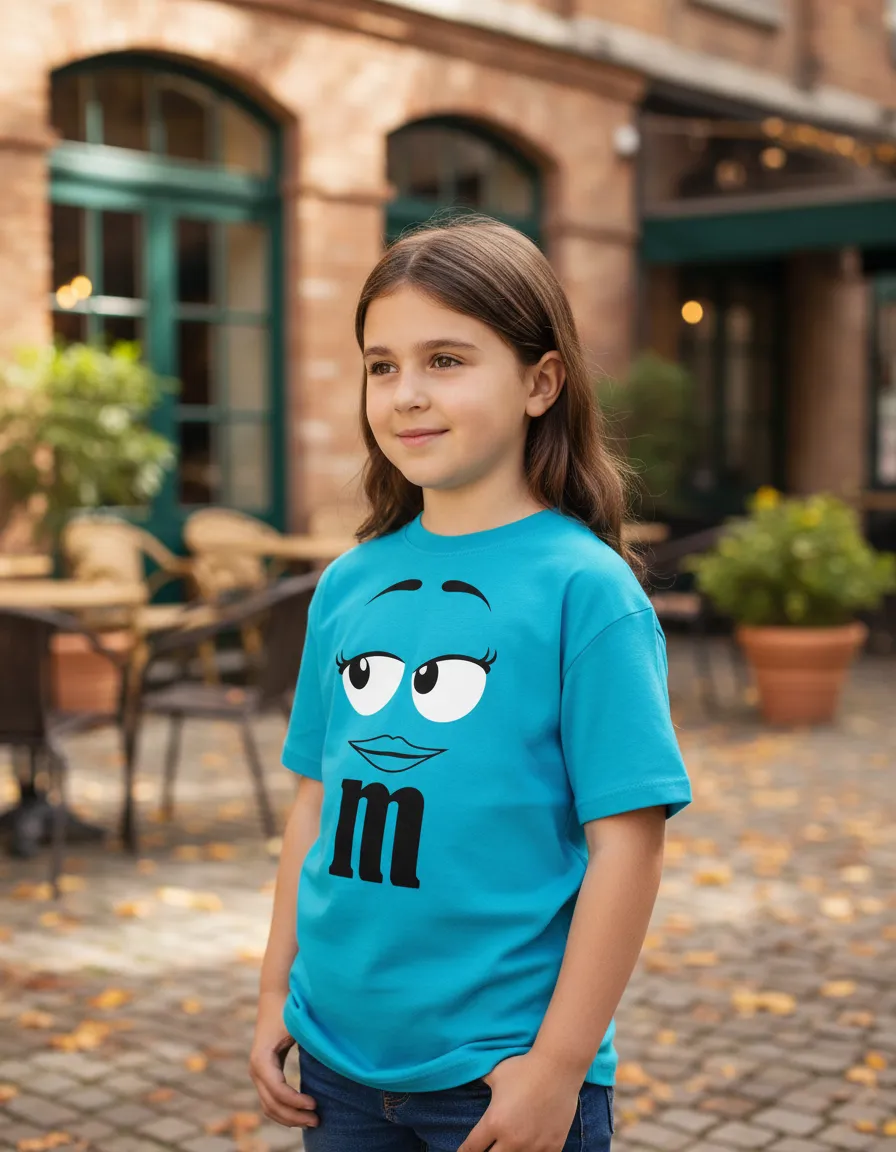 Camiseta Azul Turquesa M&m Infantil Mod. 3