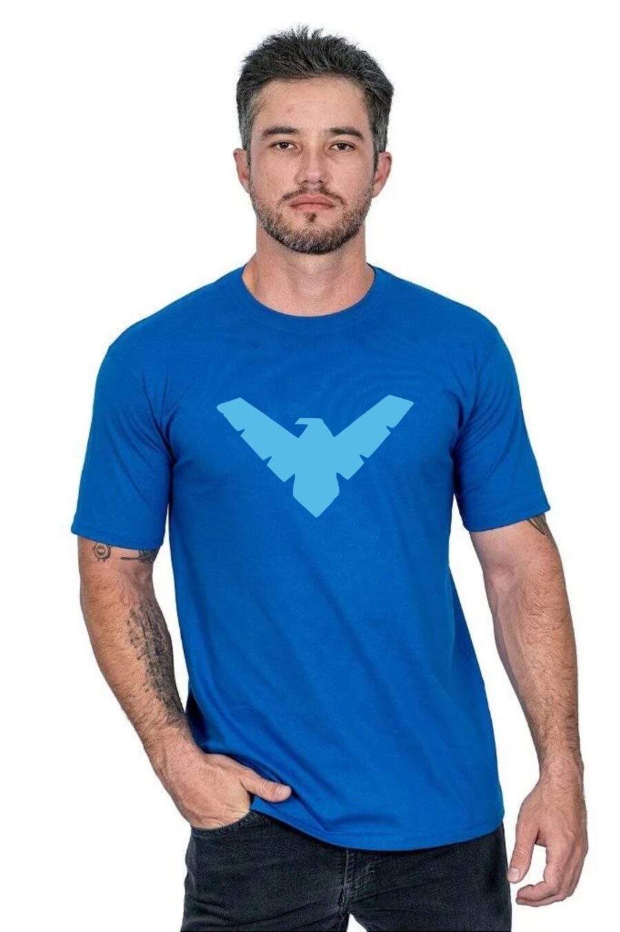 Camiseta Azul Asa Noturna, Dick Grayson ( Adulto Tradicional ) mlca