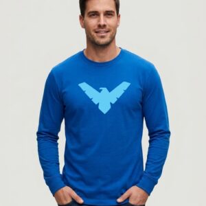 2 Camiseta Azul Manga Longa Asa Noturna, Dick Grayson (adulto) mlca