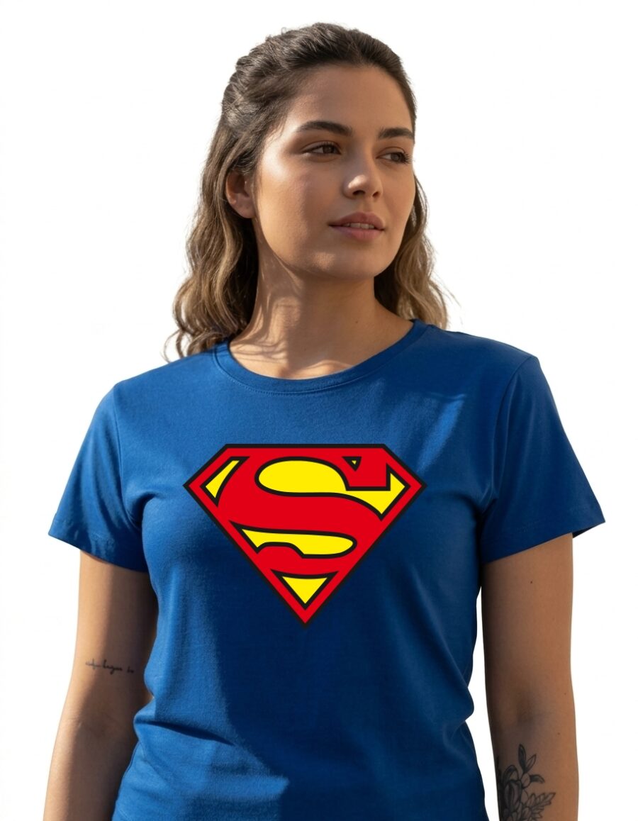 Camiseta Baby Look Feminina Super Homem mlr